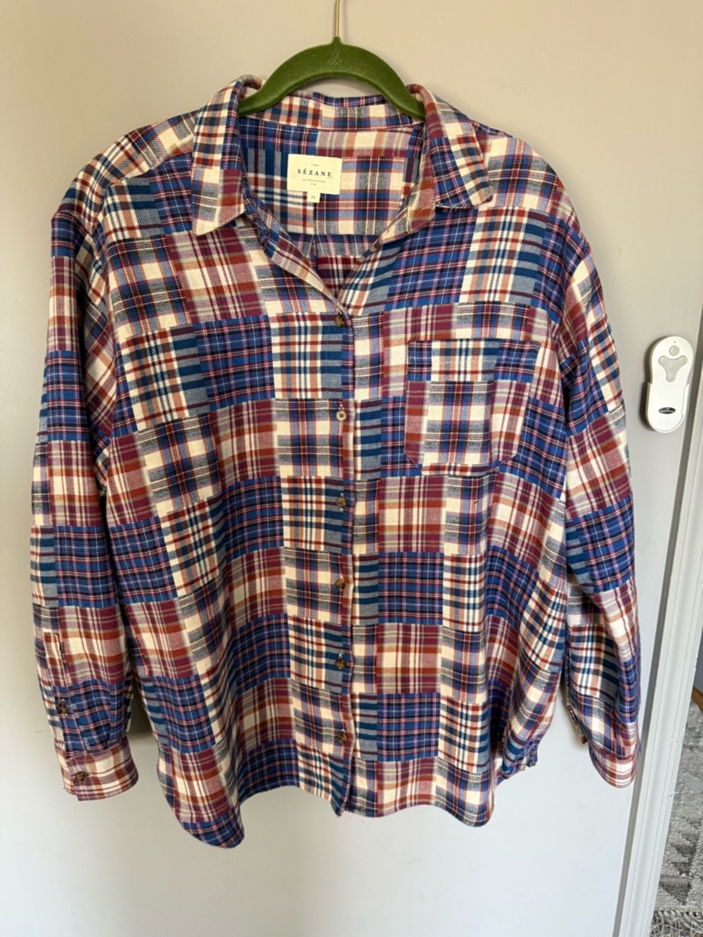 Sezane Multicolor Plaid Button-Front Shirt
